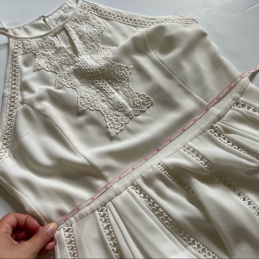 Greylin White Asymmetrical Lace Trim Dress Large - Picture 10 of 15